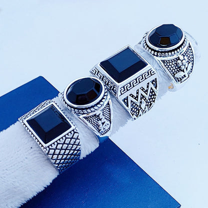 100pcs/ Box Mixed Vintage Men's Rings