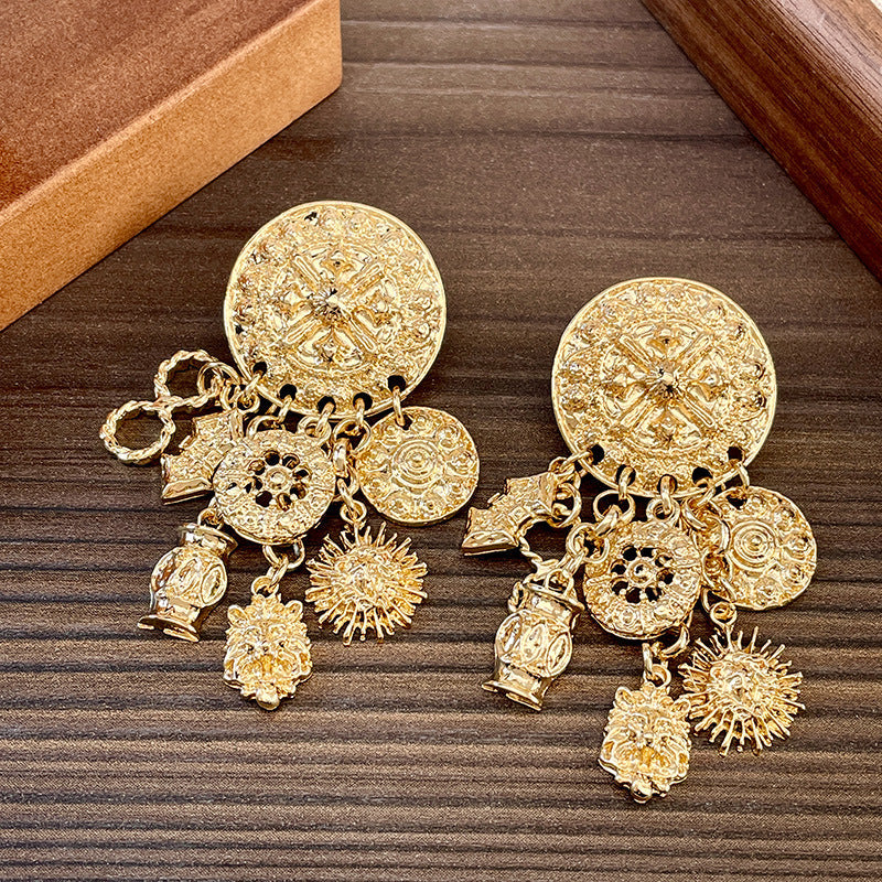 Vintage Gold Pearl Earrings Tassel Stud Earrings No Piercing Ear Clip