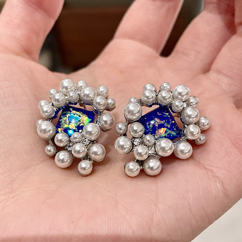 Vintage Gold Pearl Earrings Tassel Stud Earrings No Piercing Ear Clip