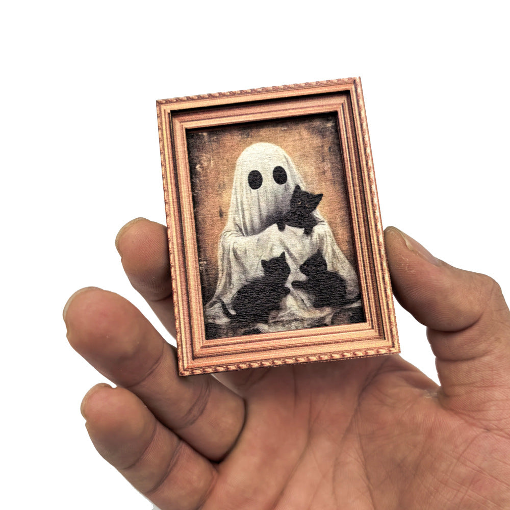 Halloween Retro Photo Frame Magnetic Fridge Magnet Wooden Poster Fridge Magnet Home Decoration Refrigerator Magnets