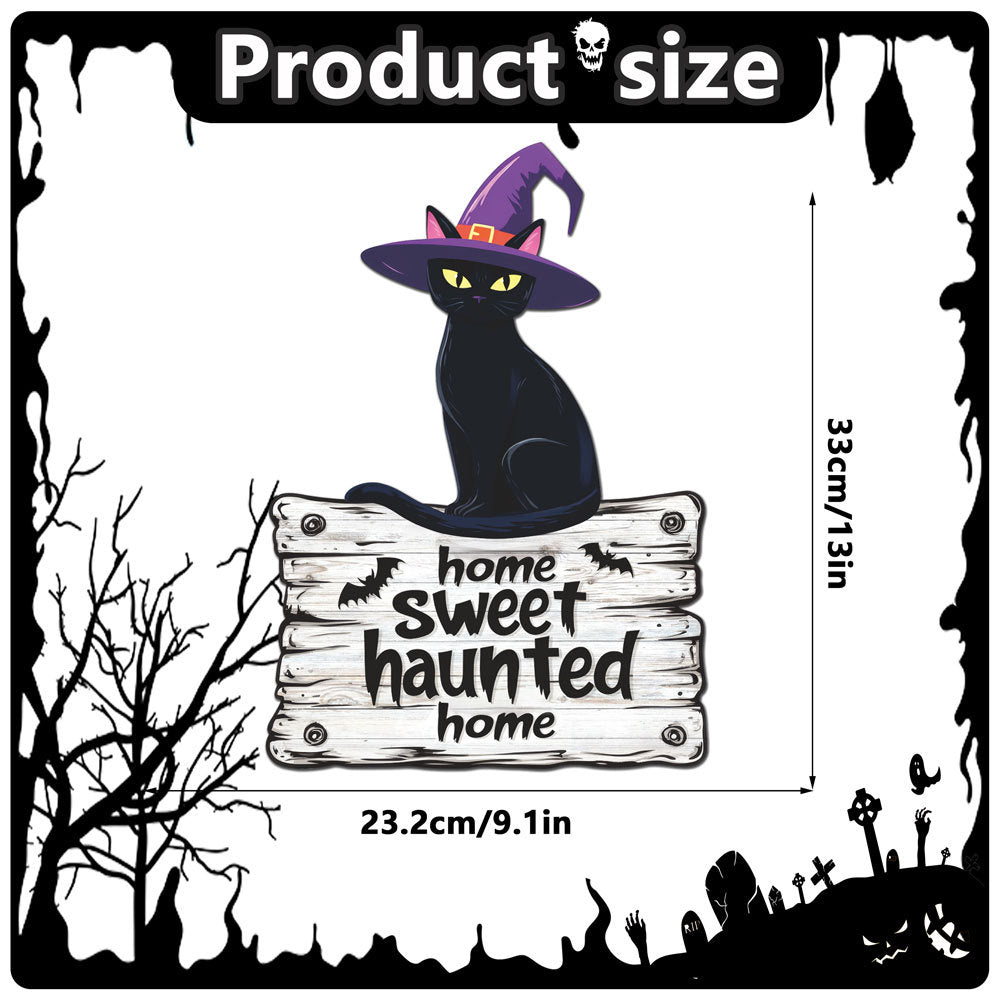 Halloween Decorations PP Hanging Sign,Welcome To Our Haunted House Door Hanger Sign For Outdoor Home Farmhouse Wall Window Yard,Party Supplies Halloween