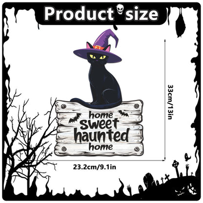 Halloween Decorations PP Hanging Sign,Welcome To Our Haunted House Door Hanger Sign For Outdoor Home Farmhouse Wall Window Yard,Party Supplies Halloween