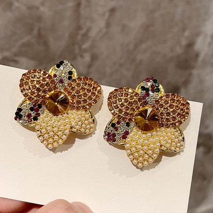 Vintage Gold Pearl Earrings Tassel Stud Earrings No Piercing Ear Clip