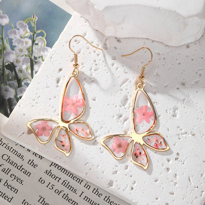 Irregular lace dried flower earrings