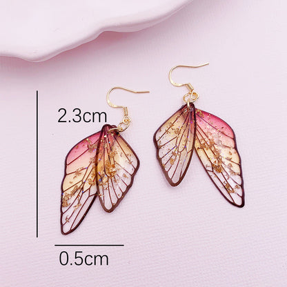 Gradient Cicada Wings Butterfly Wings Earrings