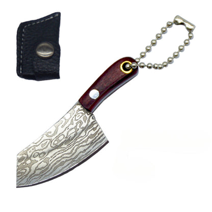 Damascus Pattern Mini Knife with Protective Sleeve